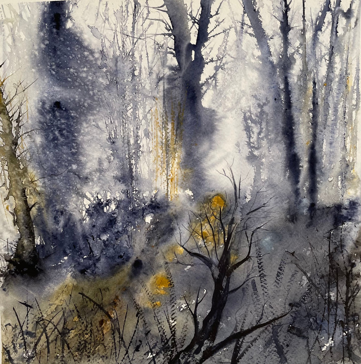 Grey Forest (ART_8841_72909) - Handpainted Art Painting - 12 in X 12in