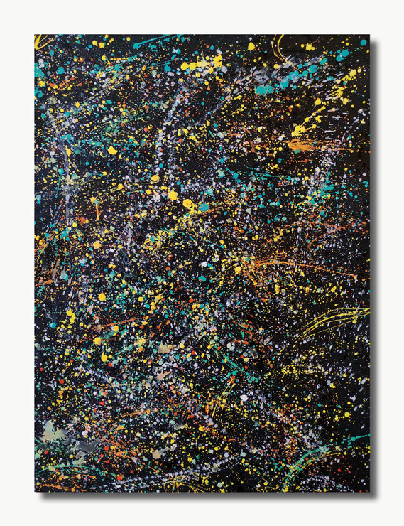 Multicolor Paint Splatter Abstract (ART_5557_73134) - Handpainted Art Painting - 23in X 31in