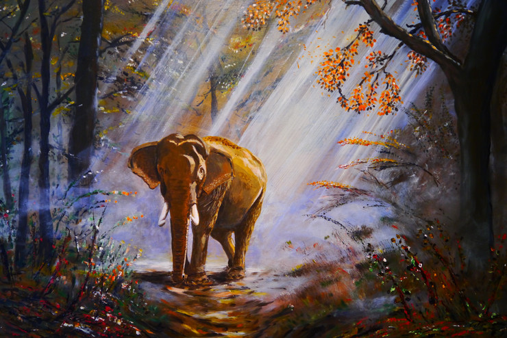 Wild Elephant (PRT_8645_73289) - Canvas Art Print - 24in X 16in