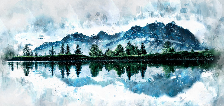 Watercolor Mount (PRT_7809_73390) - Canvas Art Print - 30in X 15in