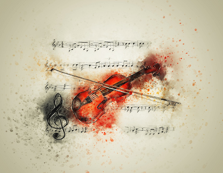 Violin Music Notes (PRT_7809_73388) - Canvas Art Print - 26in X 17in