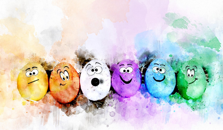 Eggs Easter Colorful Watercolor (PRT_7809_73368) - Canvas Art Print - 28in X 17in