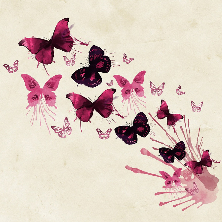 Butterflies Pink (PRT_7809_73365) - Canvas Art Print - 24in X 24in