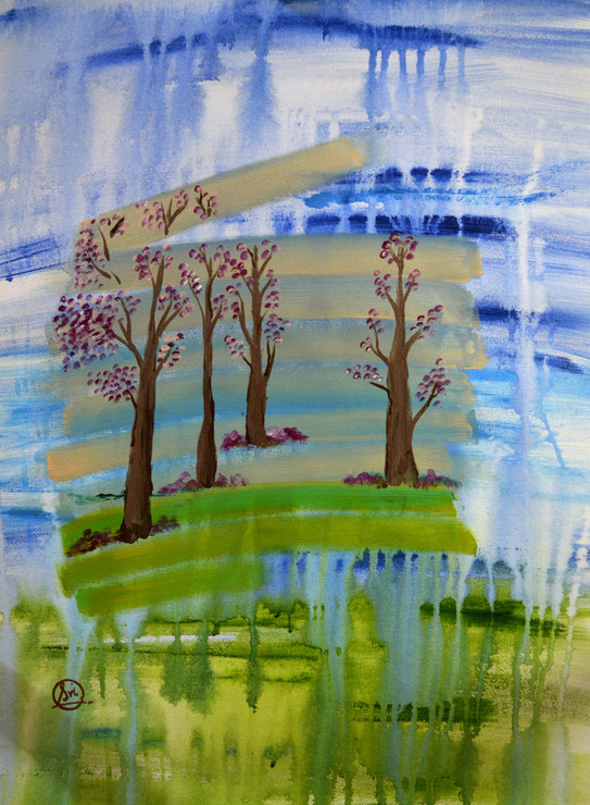 View from Seethrough Glass (ART_8580_73432) - Handpainted Art Painting - 14in X 20in