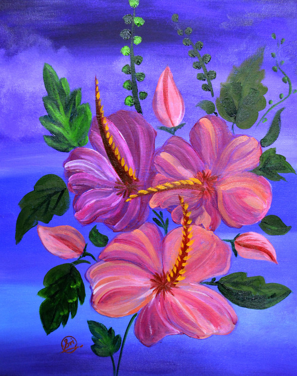 Floral Art-thurium (ART_8580_73431) - Handpainted Art Painting - 14in X 20in