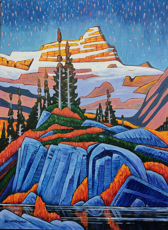 LANDSCAPE ABSTRACT (ART_8497_73489) - Handpainted Art Painting - 18in X 24in