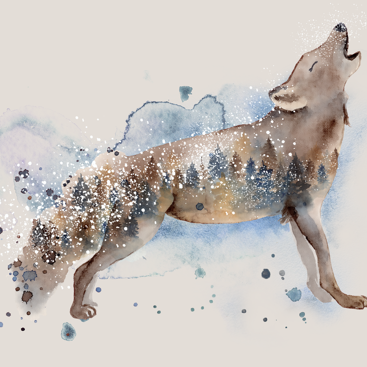 Howling At Heart (PRT_8429_73346) - Canvas Art Print - 12in X 12in