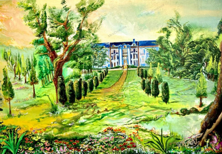 CHATEAU (ART_8825_73472) - Handpainted Art Painting - 32in X 22in