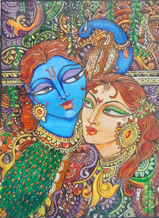 Radhe Mohan  (ART_8786_73610) - Handpainted Art Painting - 14in X 17in