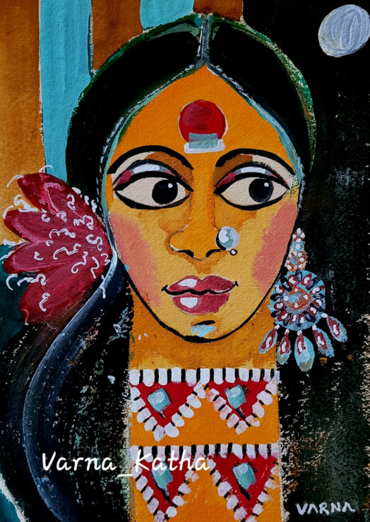 Long Neck Lady (PRT_8079_73729) - Canvas Art Print - 12in X 18in
