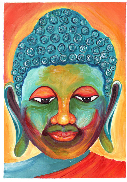 Meditating Buddha colorful (PRT_8121_65485) - Canvas Art Print - 24in X 16in