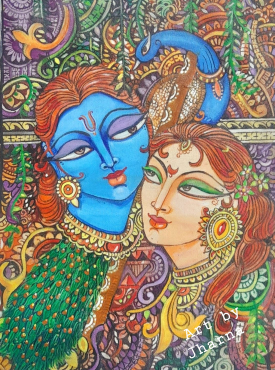 Radha Mohan series  (ART_8786_73819) - Handpainted Art Painting - 11in X 14in