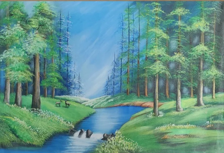 BEAUTIFUL LANDSCAPE SCENERY PAINTING (ART_3319_73726) - Handpainted Art Painting - 36in X 24in