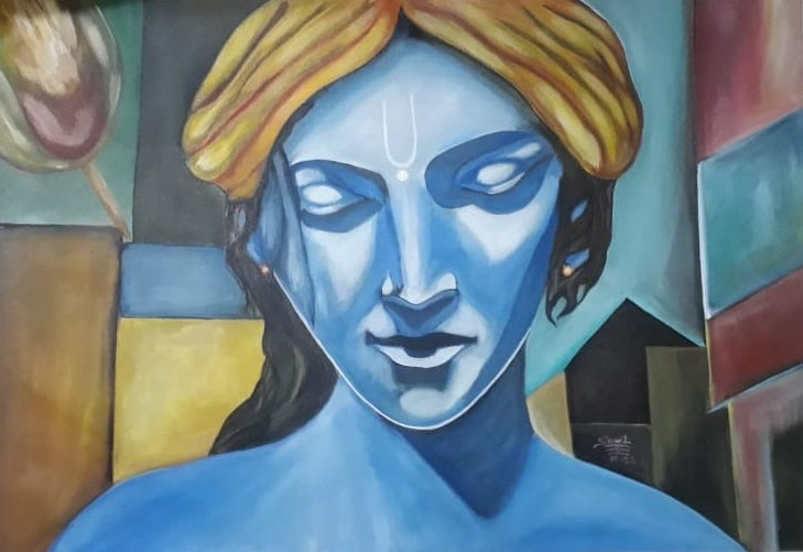 Krisna (ART_8775_73927) - Handpainted Art Painting - 26in X 18in