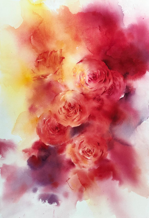 Unveiled Passion (ART_8921_73888) - Handpainted Art Painting - 15 in X 22in