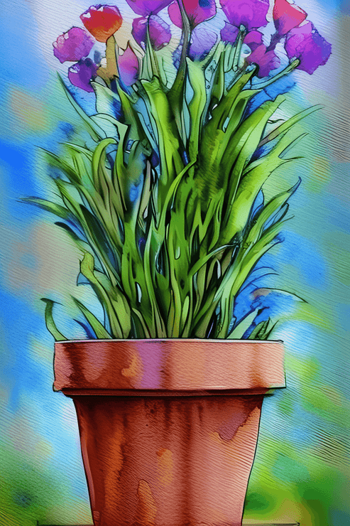 Flower Pot (PRT_8991_74099) - Canvas Art Print - 11in X 16in