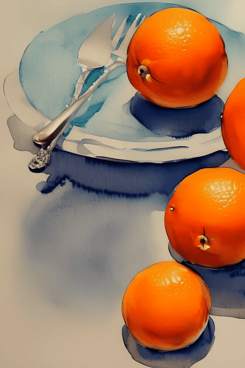Oranges on table (PRT_8991_74098) - Canvas Art Print - 11in X 16in