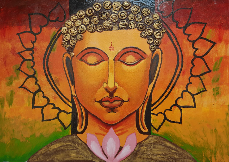 Meditating buddha (PRT_8932_74037) - Canvas Art Print - 16in X 11in