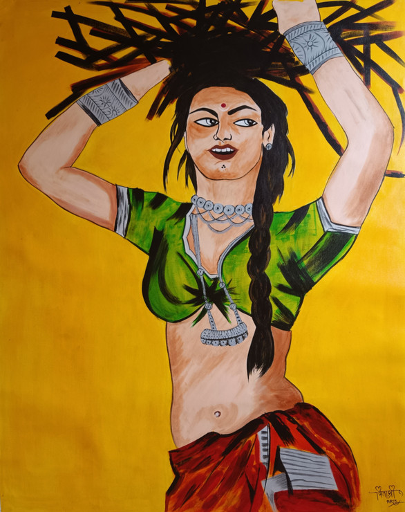 Half Girlfriend - Series 1 (ART_8015_74033) - Handpainted Art Painting - 38in X 48in