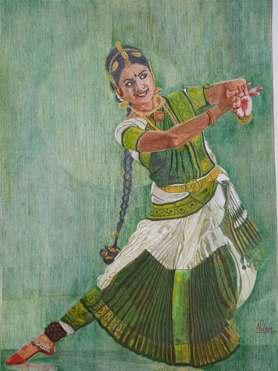 Indian dancer (PRT_8932_74032) - Canvas Art Print - 16in X 11in