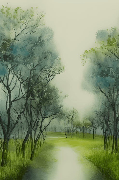 Rainy Path (PRT_8991_74284) - Canvas Art Print - 11in X 16in