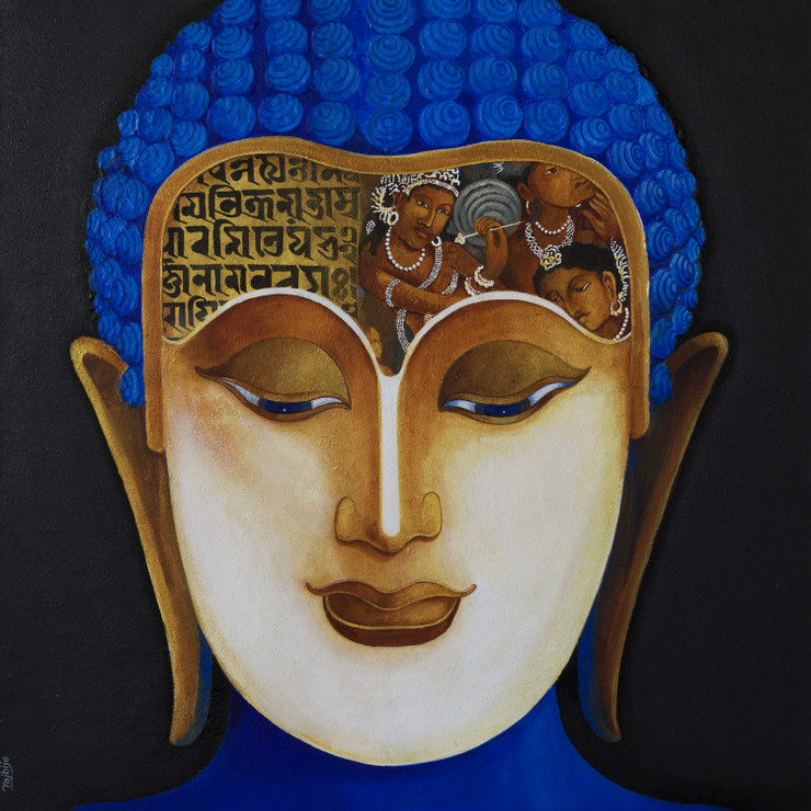 Buddha (ART_8942_73049) - Handpainted Art Painting - 30in X 30in