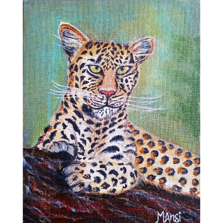 The cub (ART_7631_74484) - Handpainted Art Painting - 8in X 10in