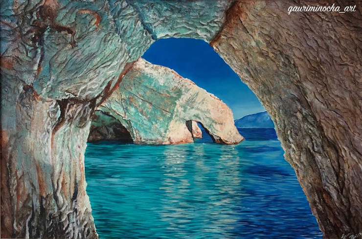 Seaside (ART_9003_74429) - Handpainted Art Painting - 24in X 36in