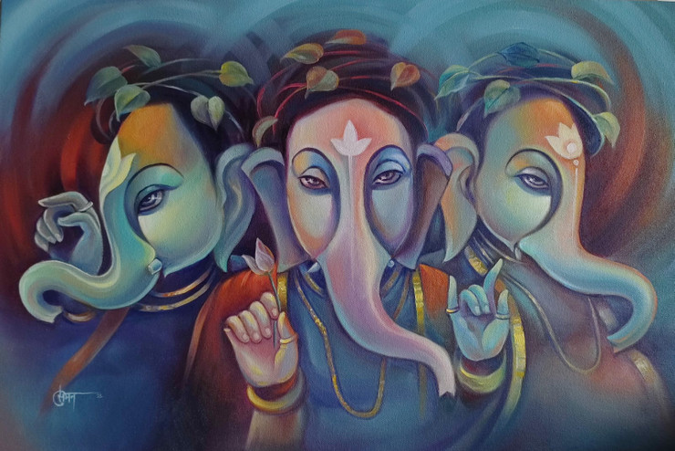 GANPATI (PRT_7685_73308) - Canvas Art Print - 30in X 20in