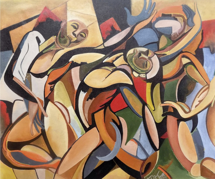 JOY OF DANCE 2 (ART_1033_74611) - Handpainted Art Painting - 24in X 19in