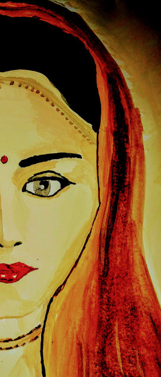 Indian beauty (ART_4539_74592) - Handpainted Art Painting - 24in X 36in