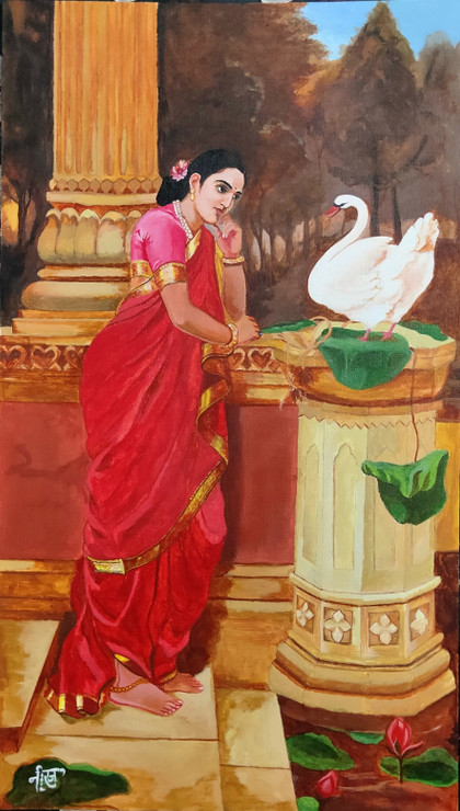 Dayamanti (ART_9014_74572) - Handpainted Art Painting - 10in X 16in