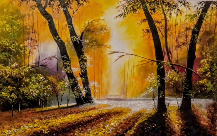 Evening Glamour(2) (ART_5868_45383) - Handpainted Art Painting - 50in X 35in