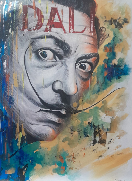 Sarvador dali painting sarvador dali acrylic painting on canvas (ART_7555_74743) - Handpainted Art Painting - 18in X 24in