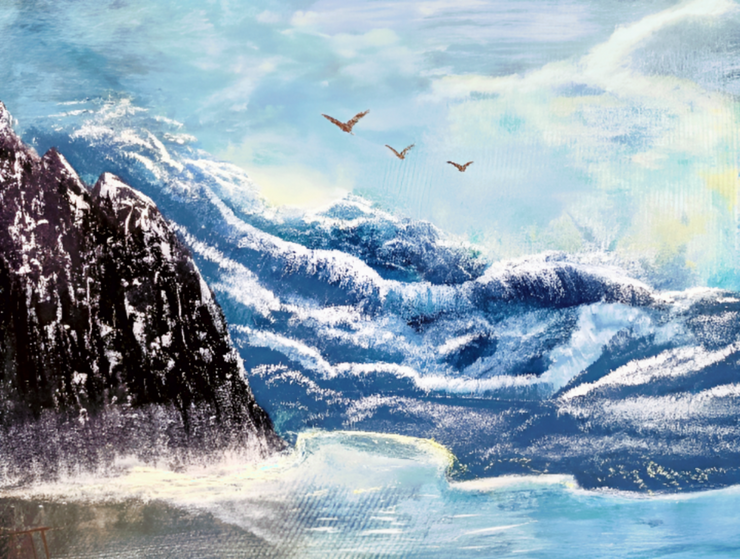 Sea shore (PRT_9020_74859) - Canvas Art Print - 22in X 18in