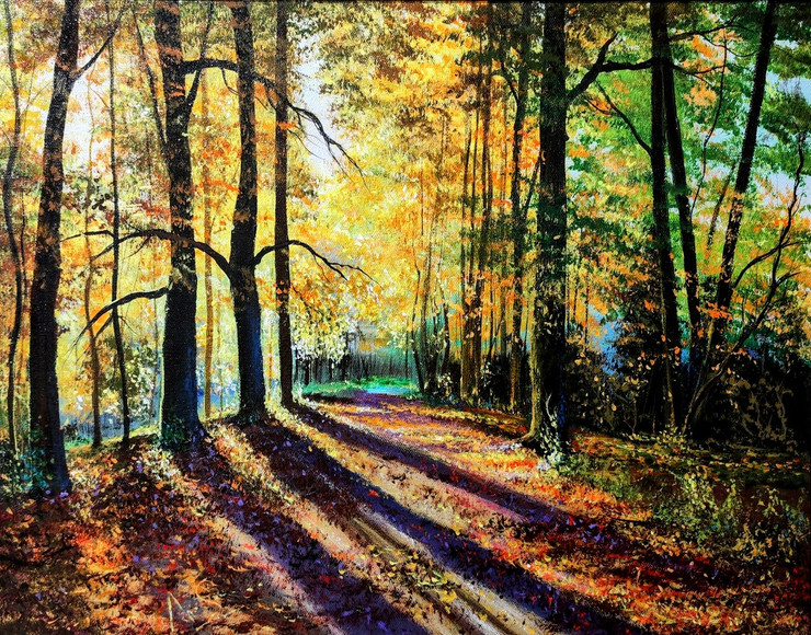 Colours Of Autumn (ART_7615_74819) - Handpainted Art Painting - 20in X 16in
