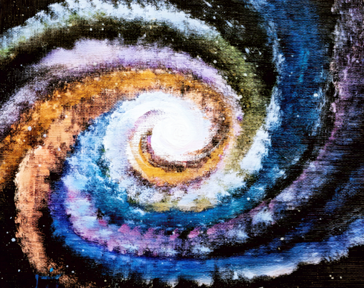 Galaxy  (ART_9020_74778) - Handpainted Art Painting - 10in X 8in