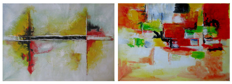 Color Abstract - 72in x 24in (36in X 24in each X 2Pcs),RTCSD_42_7224,Multipiece,Abstract Painting - 100% Handpainted Buy Painting Online in India