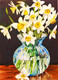 Daffodils in a vase (ART_9040_75083) - Handpainted Art Painting - 12in X 17in