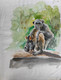 The monkey (ART_7901_75386) - Handpainted Art Painting - 11in X 13in