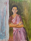 The lady (ART_7901_75381) - Handpainted Art Painting - 11in X 13in
