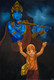 Krishna devotee (ART_7602_75318) - Handpainted Art Painting - 8in X 12in