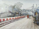 Railway Station Painting (ART_8303_75748) - Handpainted Art Painting - 14 in X 11in