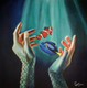 Underwater painting (ART_9078_75881) - Handpainted Art Painting - 12in X 12in