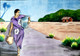 Carry water (ART_9085_76332) - Handpainted Art Painting - 16in X 11in