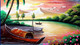 The pleasant one - a multicolour painting represents nature's nurture on boat  (ART_9101_76227) - Handpainted Art Painting - 9in X 7in