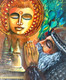 Bhakt aur bhagwan  (ART_9074_76260) - Handpainted Art Painting - 16in X 18in