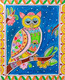 Owl painting in Madhubani Style (ART_9076_76553) - Handpainted Art Painting - 7in X 8in