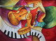 MUSICAL MODERN ABSTRACT PAINTING (ART_3319_64956) - Handpainted Art Painting - 36in X 24in