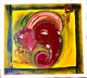 Abstract art oil painting of Lord Ganesha  (ART_8280_76744) - Handpainted Art Painting - 13in X 13in